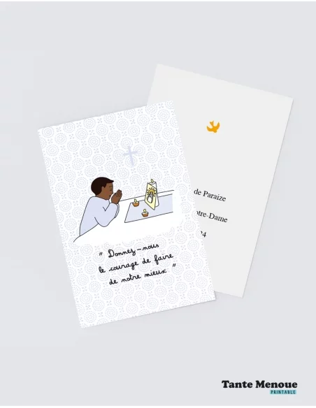 4 Cartes "Petite prière" Garçon peau foncée (Personnalisable) peau claire - à imprimer