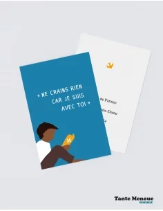 4 Cartes de Communion COLOR Bleu "Ne crains rien" Garçon...