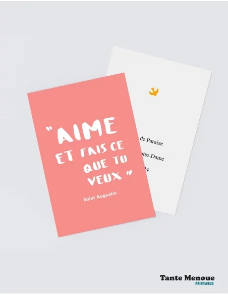 4 Cartes de Confirmation "Aime et fais ce que tu veux" rose (Personnalisable) - à imprimer