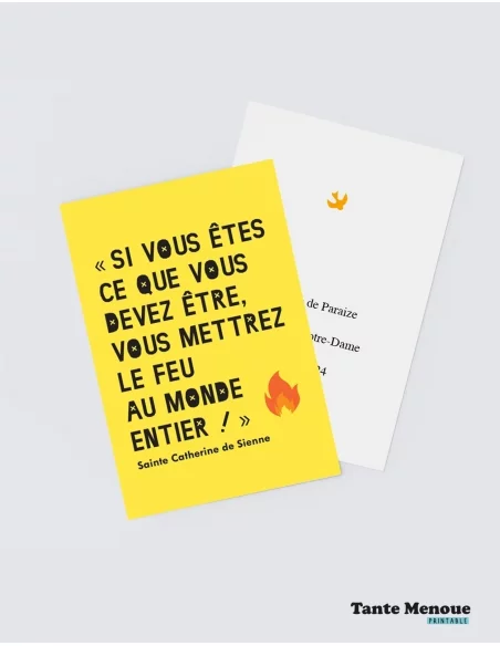 4 Cartes de Confirmation "Le feu" (Personnalisable) - à imprimer