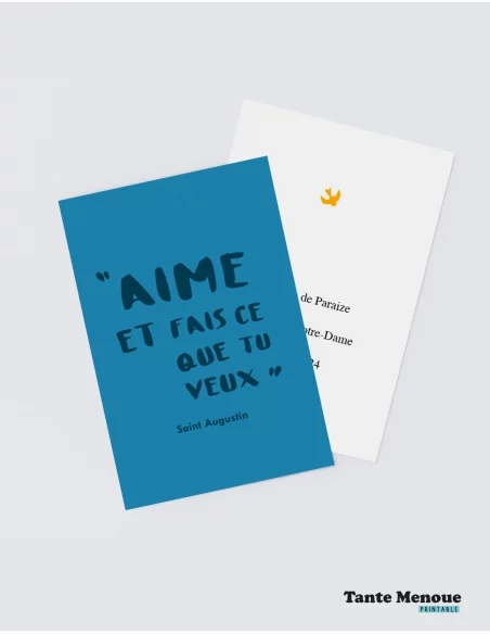4 Cartes de Confirmation "Aime et fais ce que tu veux" bleu (Personnalisable) - à imprimer