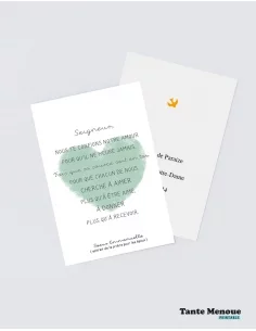 4 Cartes de prière "Époux" (Personnalisable) cœur vert -...