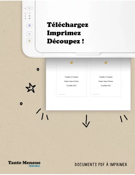 4 Cartes de prière "Époux" (Personnalisable) cœur jaune - à imprimer