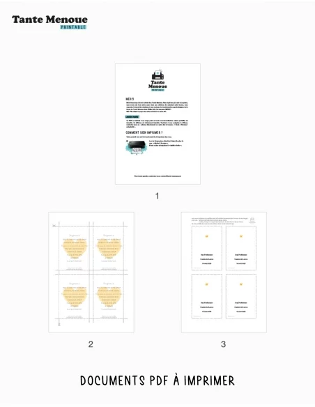 4 Cartes de prière "Époux" (Personnalisable) cœur jaune - à imprimer