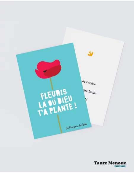 4 Cartes "Fleuris où Dieu t'a planté" (Personnalisable) - à imprimer