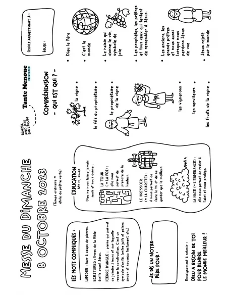 Feuille de messe du 8 octobre 2023 (Mt 21, 33-43) ! PDF