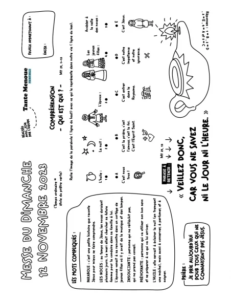 Feuille de messe du 12 novembre 2023 (Mt 23, 1-13) ! PDF