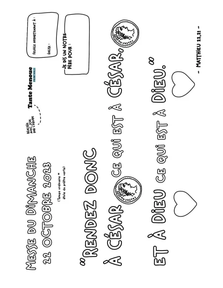 Feuille de messe du 22 octobre 2023 (Mt 22, 21) ! PDF
