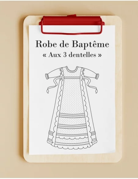Patron de robe de baptême - 0-9 mois