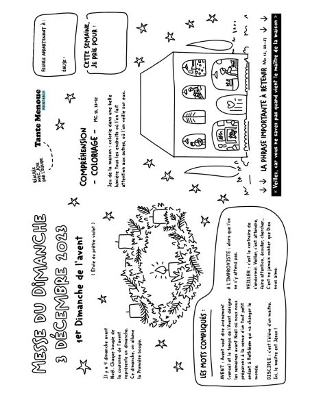 Feuille de messe du 3 décembre 2023 (Mc 13, 33-37) ! PDF