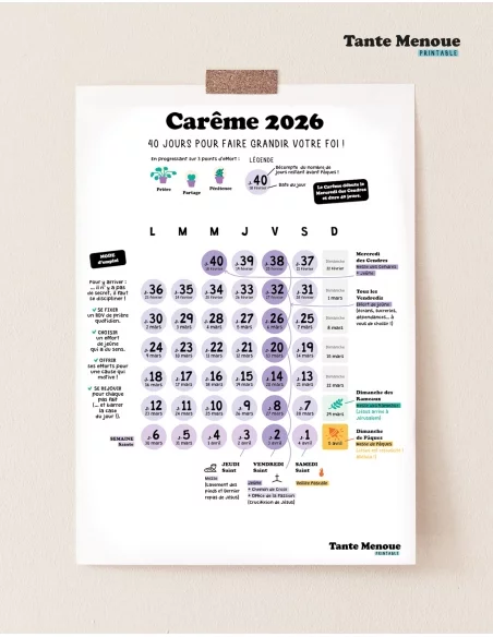 Calendrier de Carême 2026 à afficher - PDF