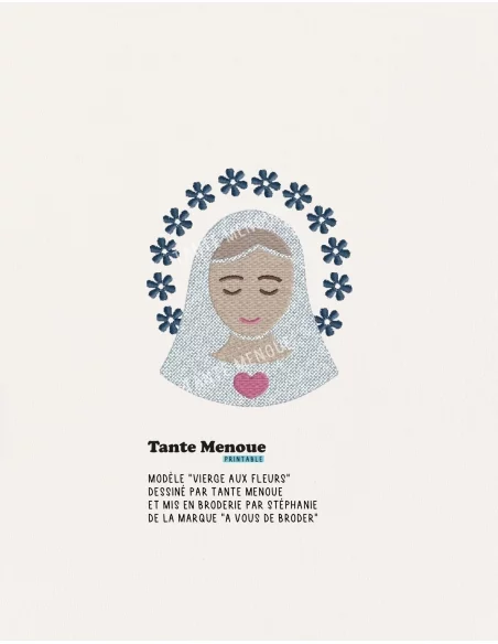 Motif de broderie machine - Vierge aux fleurs