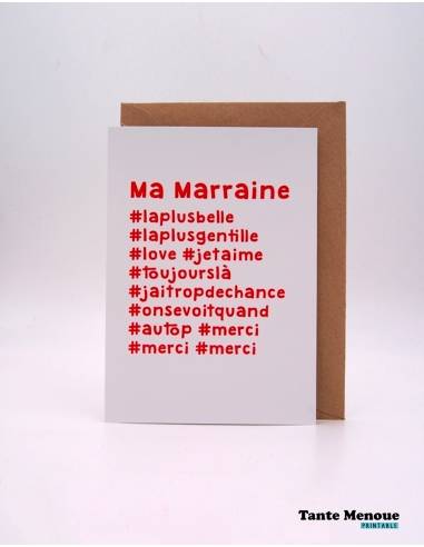 Carte hashtag "Ma Marraine" - PDF