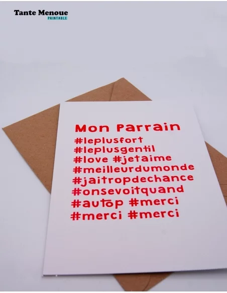 Carte hashtag "Mon Parrain" - PDF