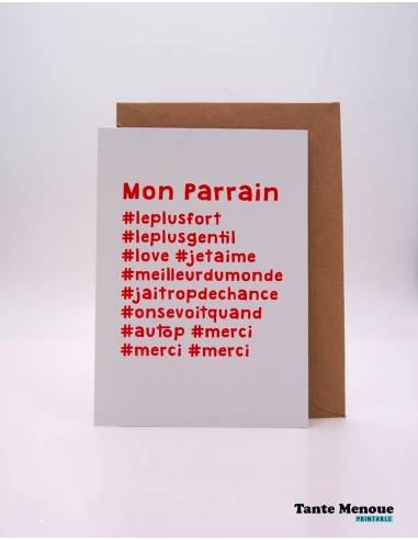Carte hashtag "Mon Parrain" - PDF