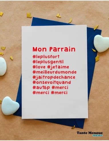 Carte hashtag "Mon Parrain" - PDF Carte hashtag "Mon Parrain" - PDF