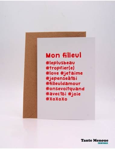 Carte hashtag "Mon Filleul" - PDF