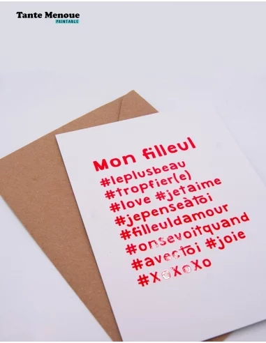 Carte hashtag "Mon Filleul" - PDF