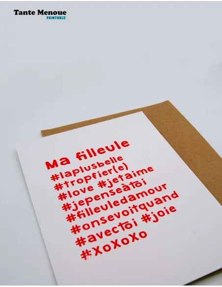 Carte hashtag "Ma Filleule" - PDF