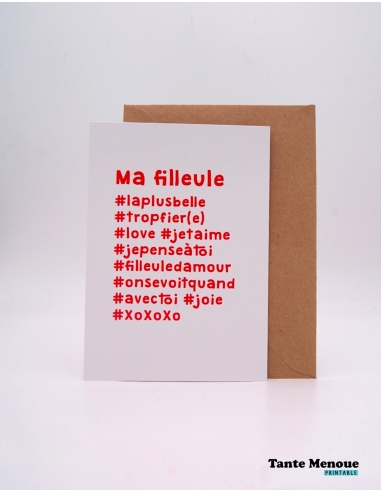Carte hashtag "Ma Filleule" - PDF