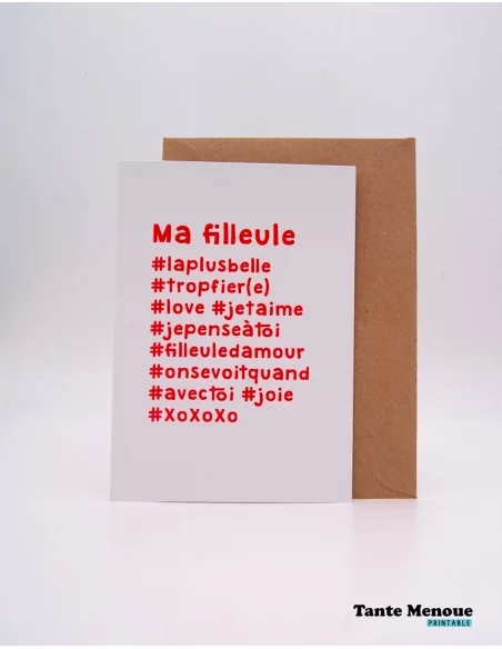 Carte hashtag "Ma Filleule" - PDF
