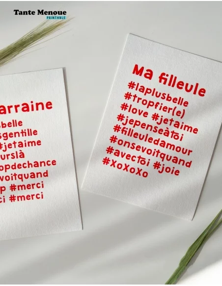 Carte hashtag "Ma Filleule" - PDF