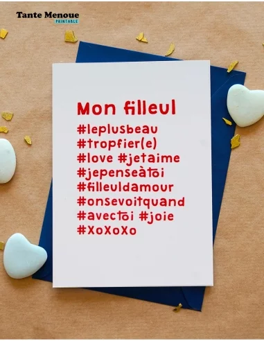 Carte hashtag "Mon Filleul" - PDF