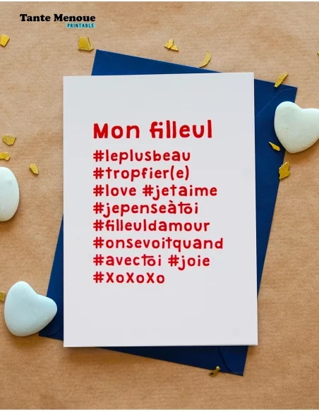 Carte hashtag "Mon Filleul" - PDF