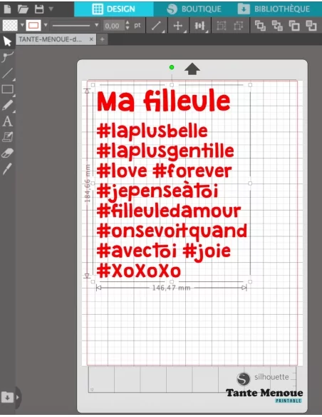 Fichier de découpe hashtag "Ma Filleule"