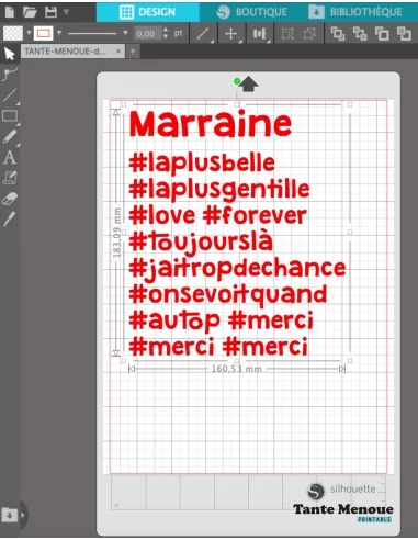 Fichier de découpe hashtag "Marraine" Fichier de découpe hashtag "Marraine"