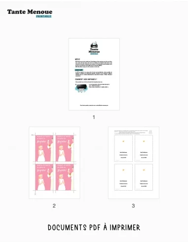 4 Cartes de Communion COLOR Rose...