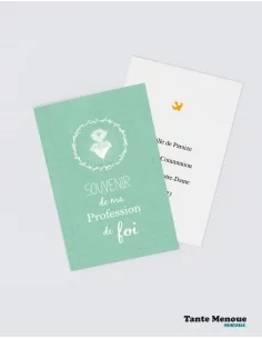 4 Cartes de Profession de foi "Souvenir" Vert...