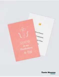 4 Cartes de Profession de foi "Souvenir" Rose...