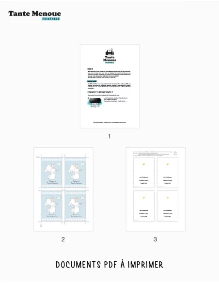 4 Cartes de Communion " Souvenir de première communion" bleu (Personnalisable) - à imprimer