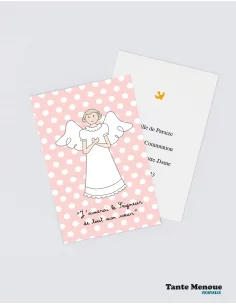 4 Cartes de Communion "De tout mon cœur" Rose...