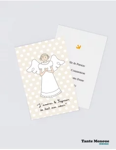 4 Cartes de Communion "De tout mon cœur" Beige...