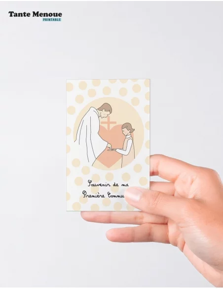 4 Cartes de "Communion Fille" (Personnalisable) peau claire