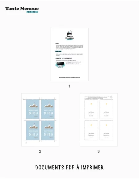 4 Cartes BONNE NOUVELLE "Heureux les cœurs qui cherchent Dieu" (Personnalisable) - à imprimer