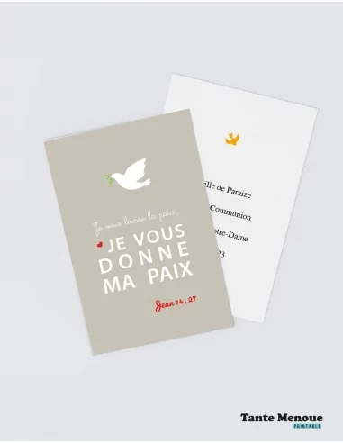 4 Cartes BONNE NOUVELLE "Je vous laisse la paix" (Personnalisable) - à imprimer