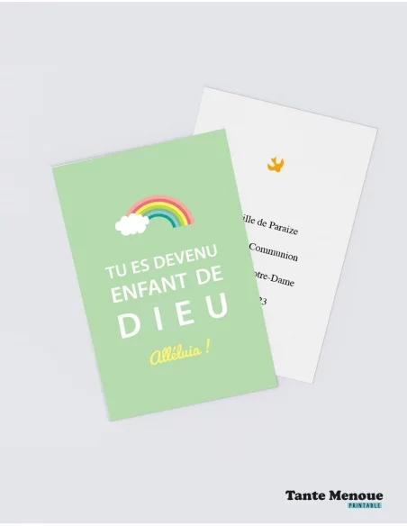 4 Cartes BONNE NOUVELLE "Enfant de Dieu" (Personnalisable) - à imprimer