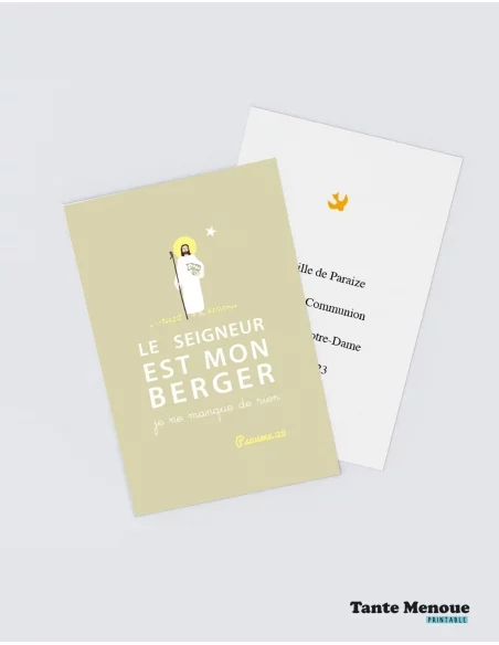 4 Cartes BONNE NOUVELLE "Le Seigneur est mon berger" (Personnalisable) - à imprimer