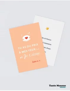 4 Cartes BONNE NOUVELLE "Tu as du prix à mes yeux"...