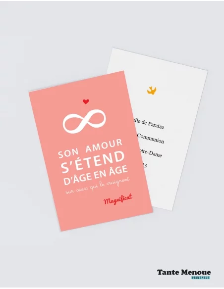 4 Cartes BONNE NOUVELLE "Son Amour s'étend d'âge en âge" (Personnalisable) - à imprimer