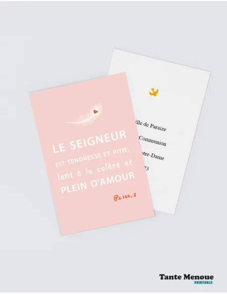 4 Cartes BONNE NOUVELLE "Lent à la colère et plein d'amour" (Personnalisable) - à imprimer