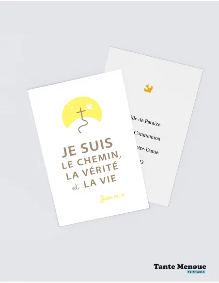 4 Cartes BONNE NOUVELLE "Je suis le chemin" (Personnalisable) - à imprimer