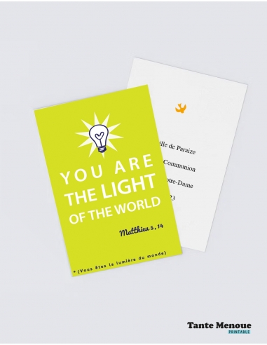 4 Cartes GOOD NEWS "You are the light of the world" (Personnalisable) - à imprimer