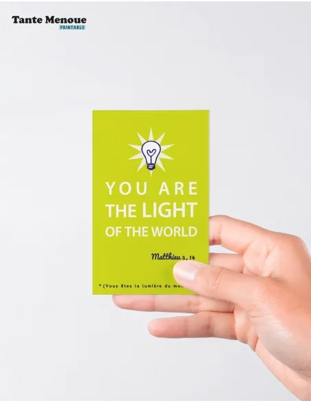 4 Cartes GOOD NEWS "You are the light of the world" (Personnalisable) - à imprimer