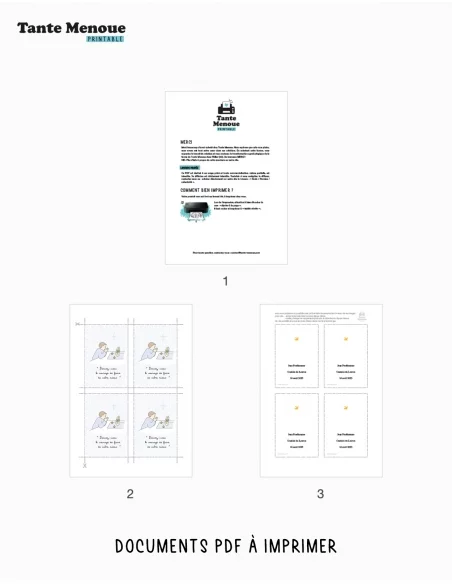 4 Cartes "Petite prière" Garçon (Personnalisable) peau claire - à imprimer