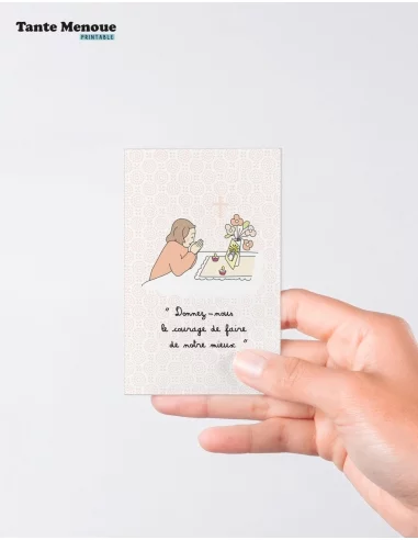 4 Cartes "Petite prière" Fille peau...