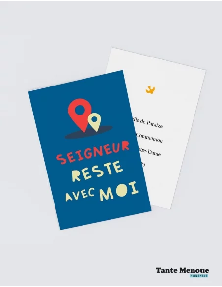 4 Cartes CONFIANCE "Seigneur reste avec moi" (Personnalisable) - à imprimer